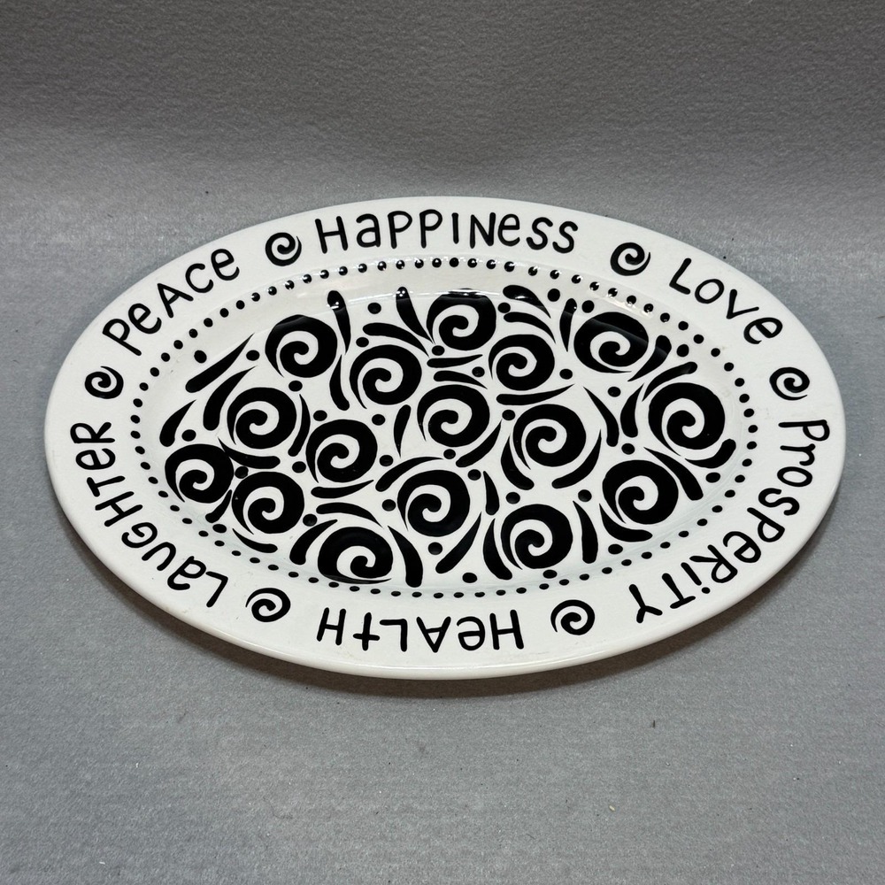 Our Name Is Mud Lorrie Veasey Inspirational Oval Serving Platter Peace Love Deco